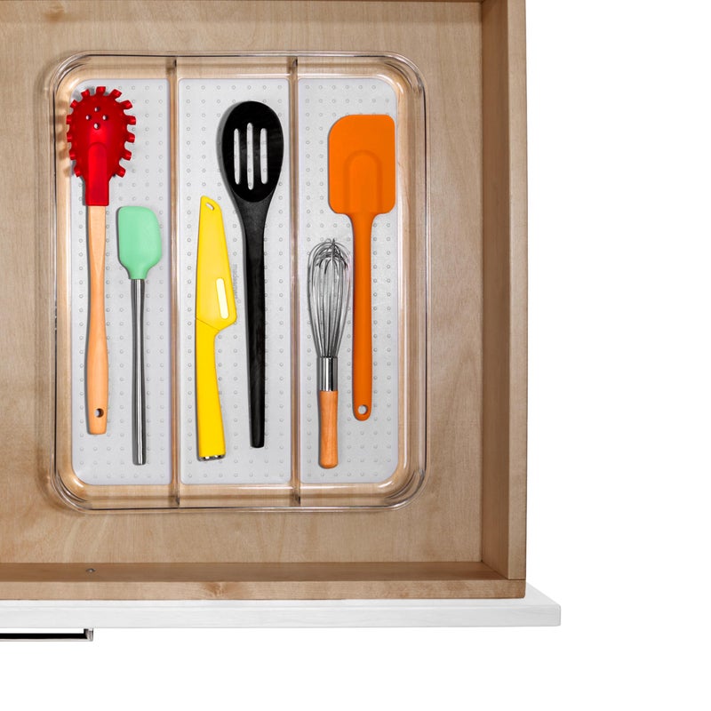 madesmart Utensil Tray - Large | Light Grey | Clear Soft Grip Collection | 3-compartment | Soft-grip Lining | Non-slip Feet | BPA-free - Image 5
